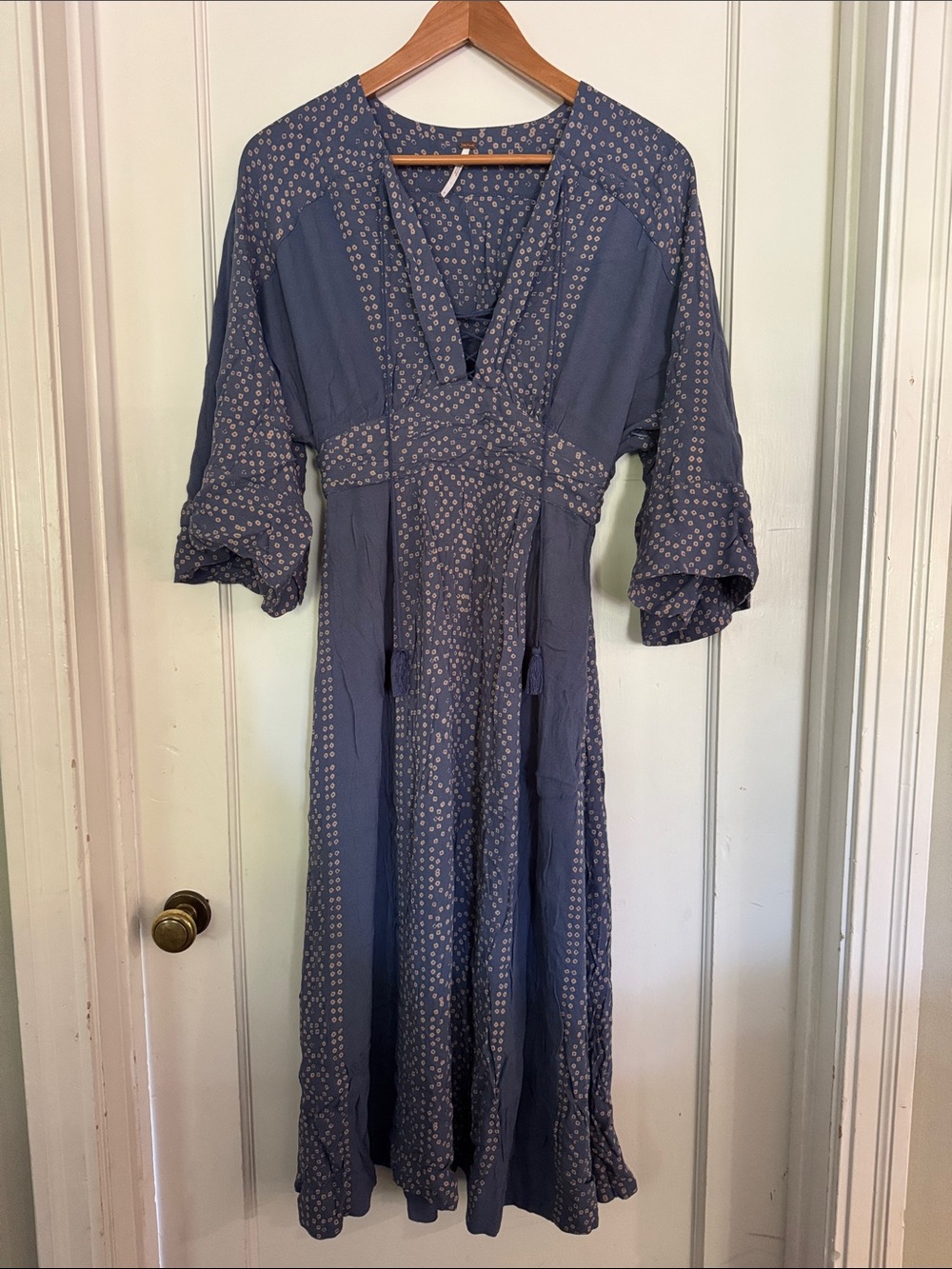 Free People Dusty Blue Floral Maxi Dress